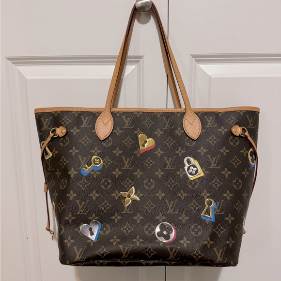 Louis Vuitton LV Tote bag Neverfull M44364 love lock Browns Monogram - Picture 1 of 10